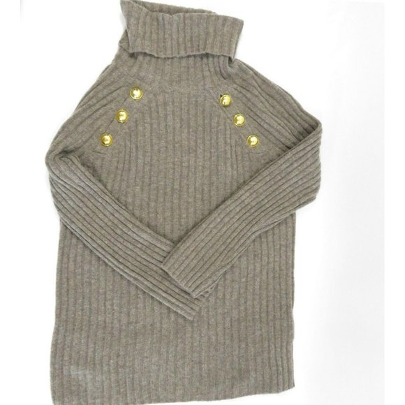 Halogen Sweater Brown Button Raglan Sleeves - Picture 4 of 7